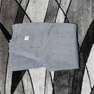 CARHARTT GRAY WORK PHONE POCKET STRETCH RELAXED FIT PANTS PRICE FIRM WORK PANT